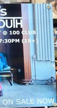 Snippet of a gig poster at 100 club venue